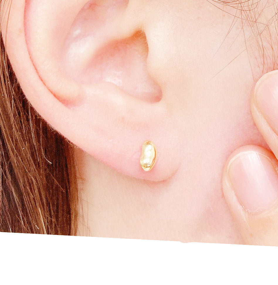 10K Yellow Gold Hana And Ruri Bean motif pierced earrings