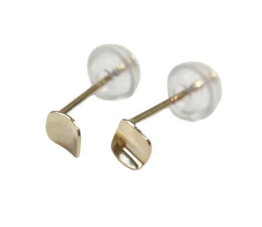 10K Yellow Gold square curve pierced earrings