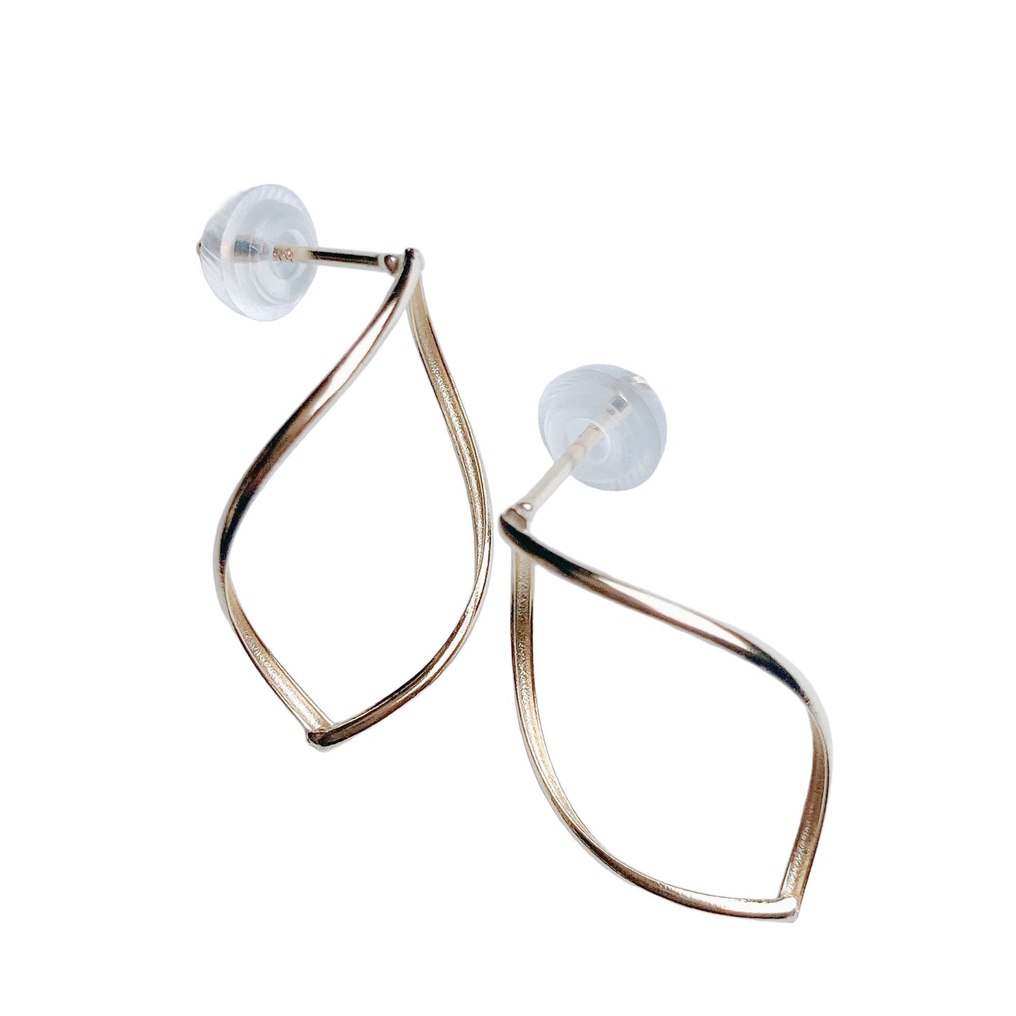 10K yellow gold curve wire leaf pierced earrings