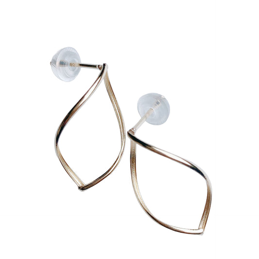 10K yellow gold curve wire leaf pierced earrings