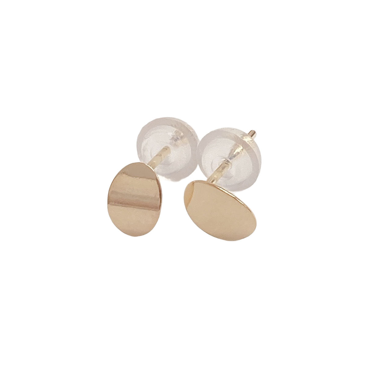 10K Yellow Gold Hana And Ruri Oval curved motif pierced earrings
